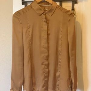 J Brand Silk and Muslin Tan Blouse